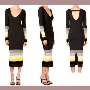 NWT LE SUPERBE [ Small ] Horizons‎ Rib Long Sleeve Deep-V Sweater Dress